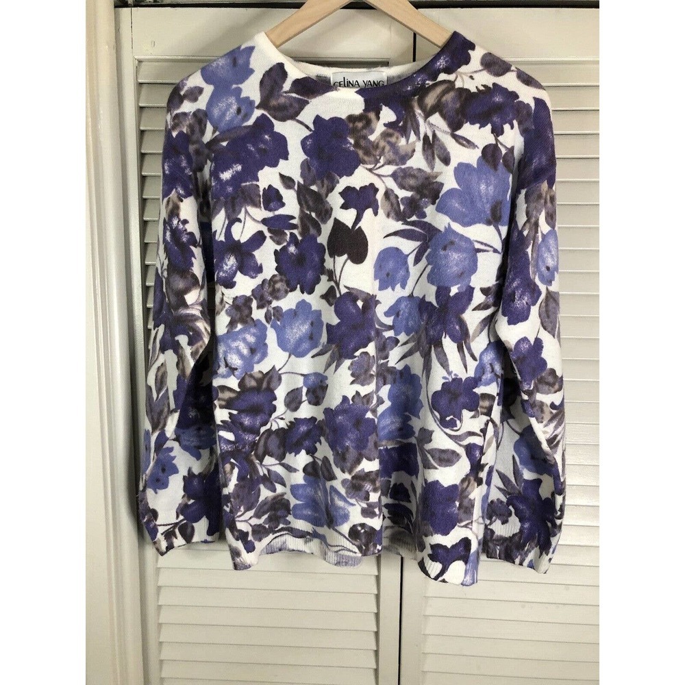 Vintage CELINA YANG Size Medium Floral Cardigan Sweater